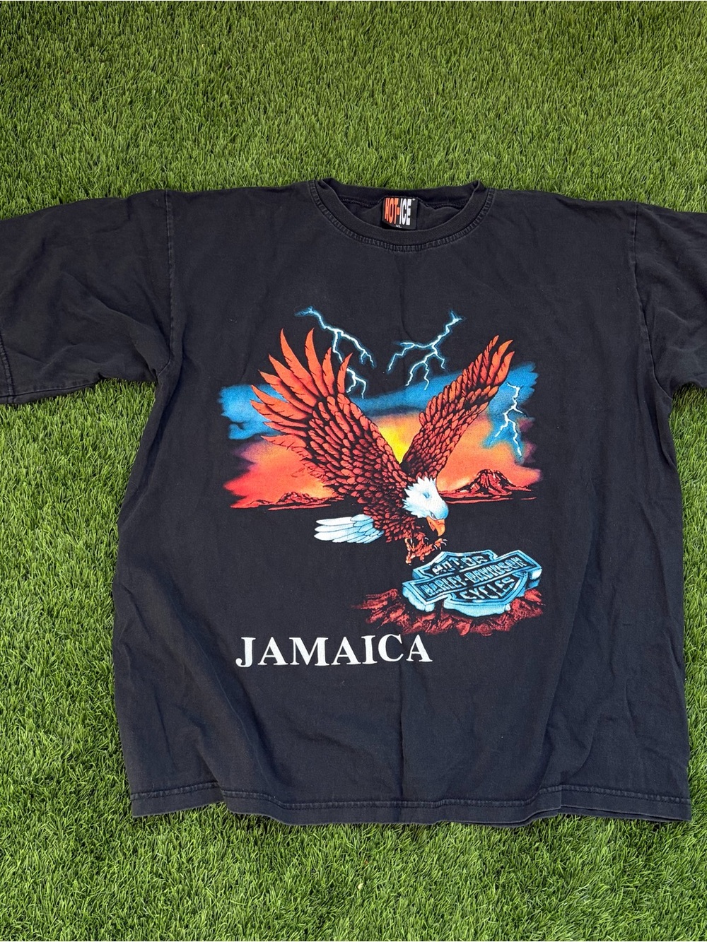 Jamaica Eagle Graphic Tee - Black harley davidson jamaica size xl vintage retro